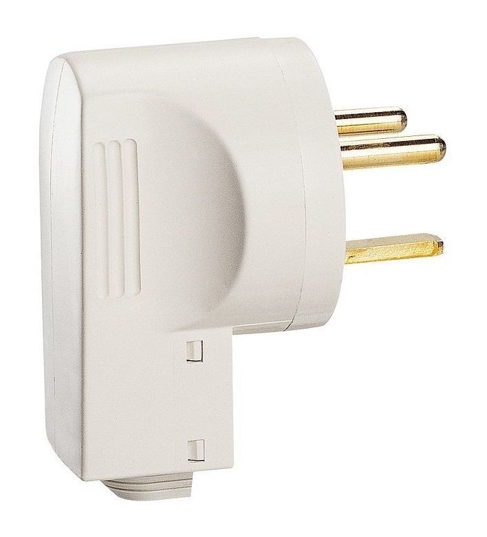 Вилка пластиковая 2К+З - 32 А - выход кабеля сбоку - слоновая кость, 055802