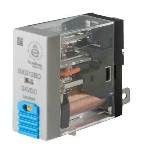 Реле 12A 1CO 24VDC тест кнопка LED, SXG12BD