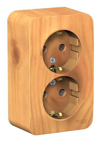 Розетка двухместная Schneider Electric BLANCA, открытый монтаж, с заземлением, ясень, BLNRA010215