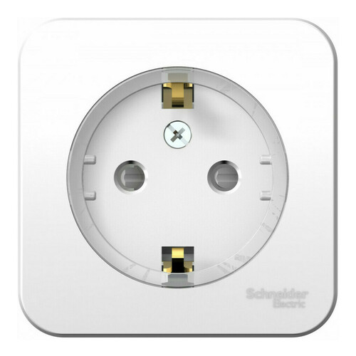 Розетка Systeme Electric BLANCA, открытый монтаж, с заземлением, со шторками, белый, BLNRA111111