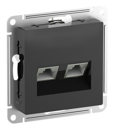 Розетка компьютерная 2xRJ45 Systeme Electric ATLASDESIGN, скрытый монтаж, карбон, ATN001088