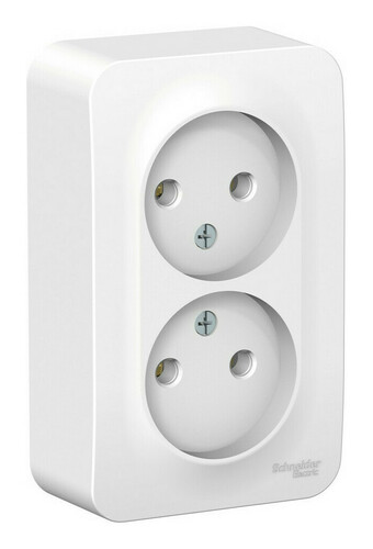 Розетка двухместная Systeme Electric BLANCA, открытый монтаж, белый, BLNRA000211