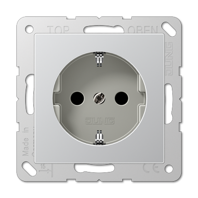 Розетка JUNG A 500, скрытый монтаж, с заземлением, алюминий, A520AL