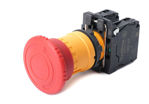 Кнопка аварийного останова SB5 в сборе 22мм 40мм ключ пластик 1НО+1НЗ, SB5AS8445