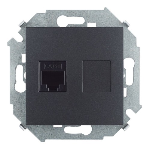 Simon 15 Графит Розетка компьютерная RJ45 кат.5е (АМР), 1591551-038