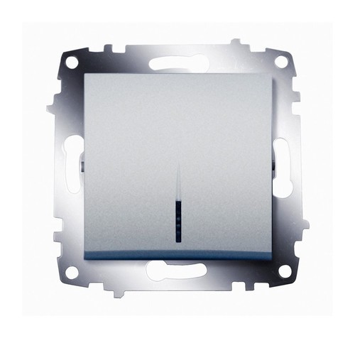 Выключатель 1-клавишный ABB COSMO с подсветкой, алюминий, 619-011000-201