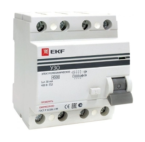 Устройство защитного отключения УЗО ВД-100 4P 63А/300мА (электромеханическое) EKF PROxima, elcb-4-63-300-em-pro