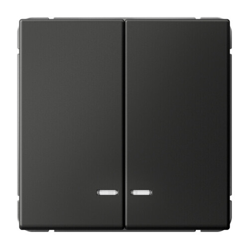 Выключатель 2-клавишный Systeme Electric ARTGALLERY с подсветкой, скрытый монтаж, базальт, GAL001453