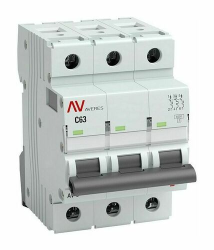 Выключатель автоматический AV-10 3P 50A (C) 10kA EKF AVERES, mcb10-3-50C-av