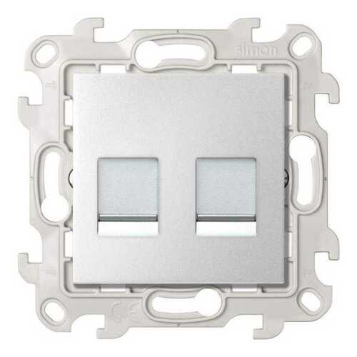 Розетка компьютерная 2xRJ45 Cat.5 Simon 24, алюминий, 2450593-033