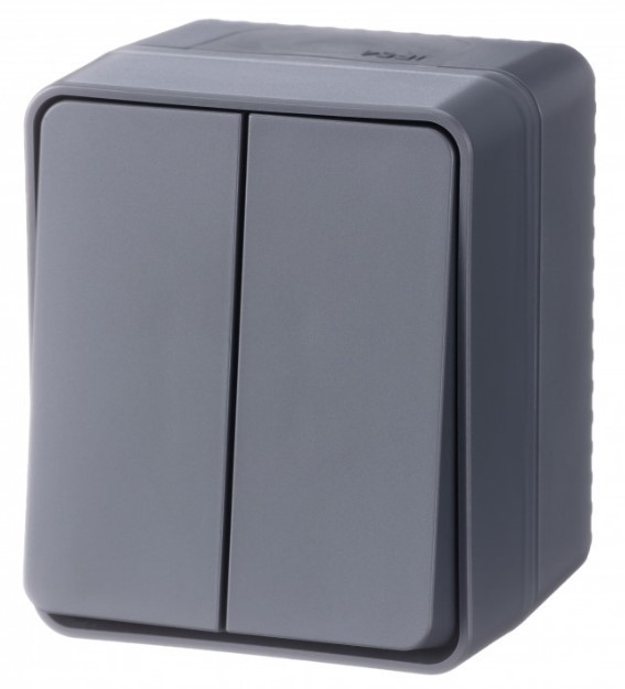 AtlasDesign Profi54 Выключатель 2-клавишный 10 АХ, АНТРАЦИТ, ATN544051