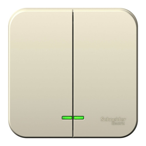 Выключатель 2-клавишный Schneider Electric BLANCA, с подсветкой, открытый монтаж, молочный, BLNVA105102