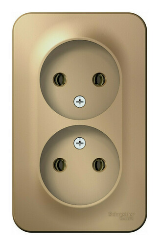 Розетка двухместная Systeme Electric BLANCA, открытый монтаж, без заземления, титан, BLNRA000214