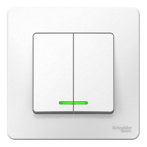 Выключатель 2-клавишный Systeme Electric BLANCA с подсветкой, скрытый монтаж, белый, BLNVS010511