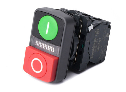 Кн двойн SB5 в сборе модуль 22мм зI+сиг ламп+кр выстО пластик 230ВАС 1НО+1НЗ, SB5AW73731M5