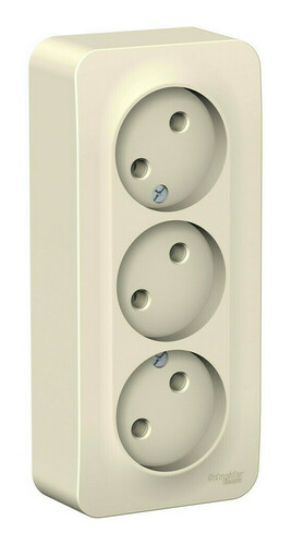 Розетка трехместная Systeme Electric BLANCA, открытый монтаж, молочный, BLNRA000312