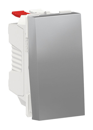 Выключатель UNICA MODULAR одноклавишный кнопочный схема 1 10 A 1 модуль алюминий, NU310630