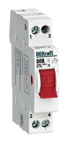 Трехпозиционный выключатель-разъединитель 1P 50A ВР-103, 17205DEK