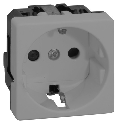 Розетка Simon SIMON 27, скрытый монтаж, с заземлением, со шторками, серый, 27472-67