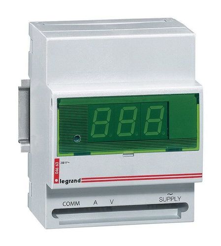 Цифровой амперметр//вольтметр - 0-500 В - монтаж на рейке DIN, 004663