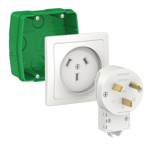 BLANCA СИЛОВОЙ КОМПЛЕКТ 32 А, 250 В: розетка, вилка, монтажная коробка, БЕЛЫЙ, BLNSK013231