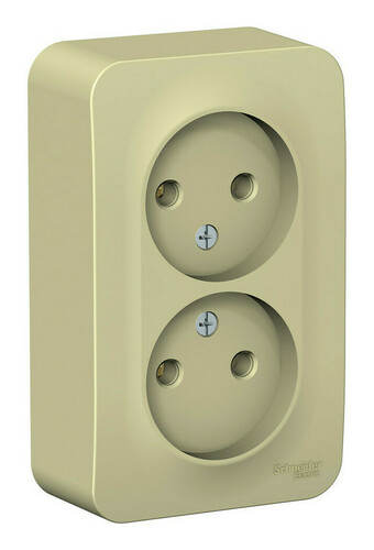 Розетка двухместная Systeme Electric BLANCA, открытый монтаж, без заземления, бежевый, BLNRA000217