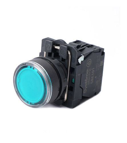 Кнопка SB5 с подсветкой в сборе модульная 22мм зеленая пластик 24ВDC 1НО, SB5AW33B1