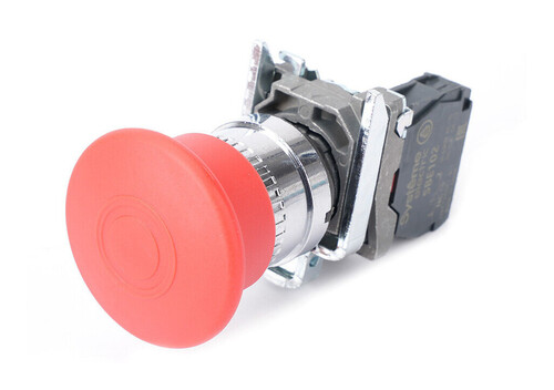 Кнопка аварийного останова SB4 в сборе 22мм 40мм тяни-толкай металл 1НЗ, SB4BT842