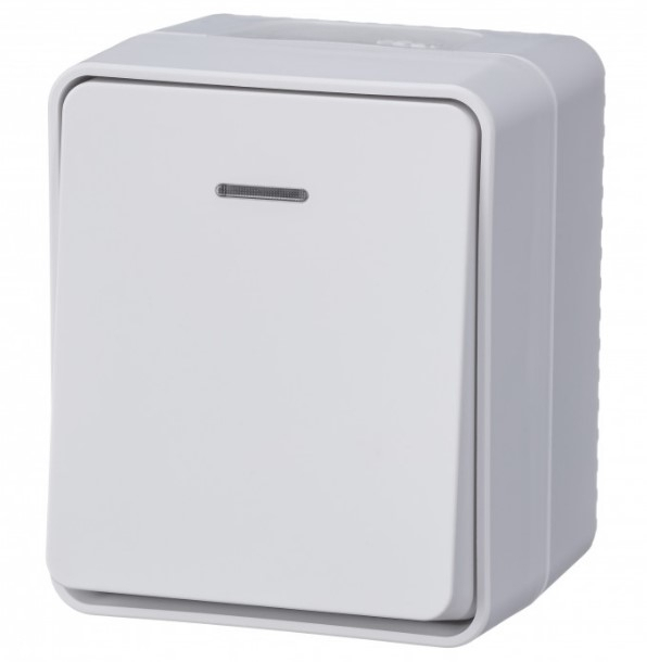 AtlasDesign Profi54 Выключатель 1-клавишный с подсветкой 10 АХ, БЕЛЫЙ, ATN540113