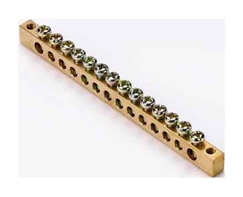 Шина нулевая 14 групп//крепеж по краям, сеч. 6x9, 32004DEK