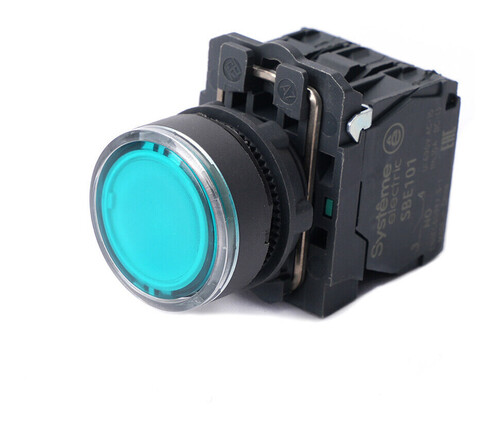 Кнопка SB5 с подсвет в сборе модуль 22мм зеленая пластик 230-240ВAC 1НО+1НЗ, SB5AW33M5
