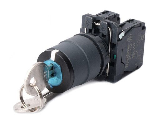 Переключатель SB5 в сборе модульный 22мм 3 позиции с возвратом ключ ц 2НО, SB5AG53