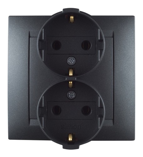 Розетка двухместная Simon SIMON 15, скрытый монтаж, с заземлением, графит, 1590459-038