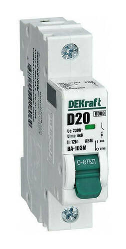 Автоматический выключатель DEKraft ВА-103M 1P 10А (D) 6кА, 12537DEK