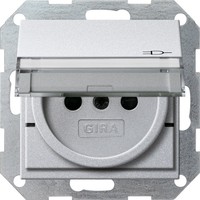 Розетка Gira SYSTEM 55, скрытый монтаж, с заземлением, с крышкой, со шторками, алюминий