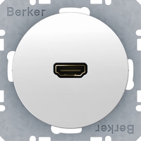 Розетка HDMI Berker, белый блестящий