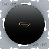 Розетка HDMI Berker, черный блестящий