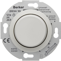Светорегулятор-переключатель поворотный Berker, 420 Вт, белый блестящий