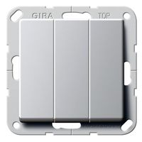 Выключатель 3-клавишный Gira E22, скрытый монтаж, алюминий