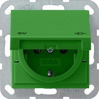 Розетка Gira SYSTEM 55, скрытый монтаж, с заземлением, с крышкой, зеленый