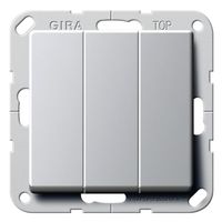 Переключатель 3-клавишный Gira E22, скрытый монтаж, алюминий