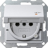 Розетка Gira SYSTEM 55, скрытый монтаж, с заземлением, с крышкой, со шторками, алюминий