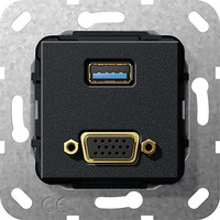 Розетка VGA+USB Gira SYSTEM 55, черный