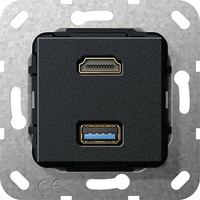 Розетка HDMI+USB Gira SYSTEM 55, черный