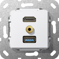 Розетка HDMI+USB+mini-jack Gira SYSTEM 55, белый