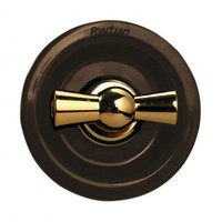 Выключатель-кнопка поворотный на два направления Fontini VENEZIA, золото/коричневый