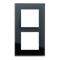 Рамка 2 поста PEHA by Honeywell AURA GLAS, черное стекло