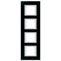 Рамка 4 поста BTicino AXOLUTE, вертикальная, черное стекло