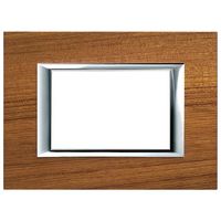 Рамка 3 модуля BTicino AXOLUTE, горизонтальная, тиковое дерево