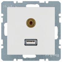 Розетка USB+mini-jack Berker, белый
